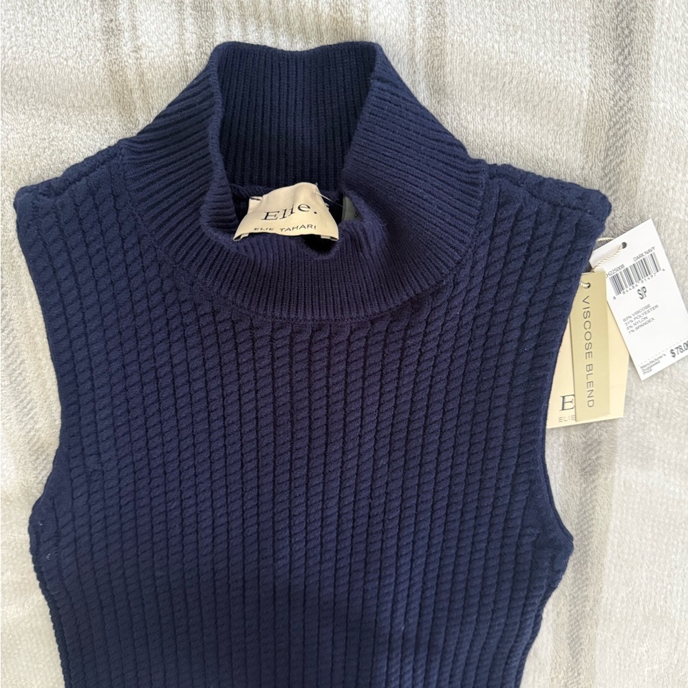 Ellie Navy Ribbed Turtleneck Sweater